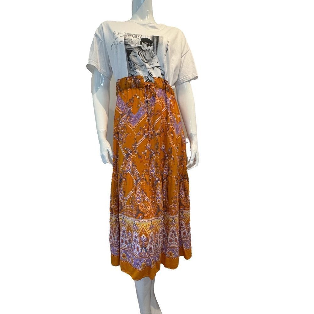Orange Patterned Maxi Dress